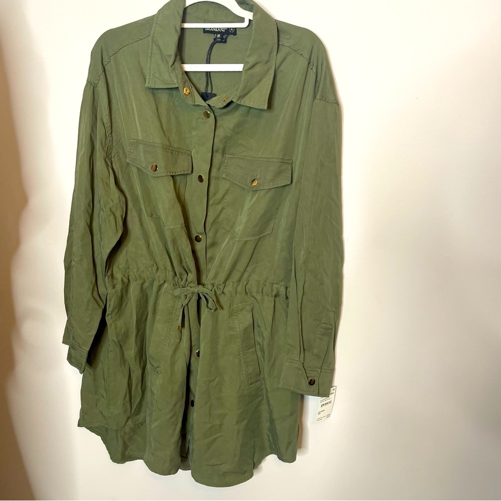 New Blank NYC GOOD and PLENTY GREEN SNAP FRONT BELTED DRESS XL